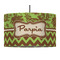 Green & Brown Toile & Chevron 12" Drum Pendant Lamp - Fabric (Personalized)