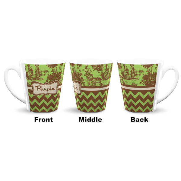 Green & Brown Toile & Chevron 12 Oz Latte Mug - Approval