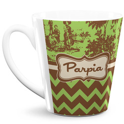 Green & Brown Toile & Chevron 12 Oz Latte Mug (Personalized)