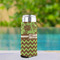 Green & Brown Toile & Chevron Can Cooler - Tall 12oz - In Context