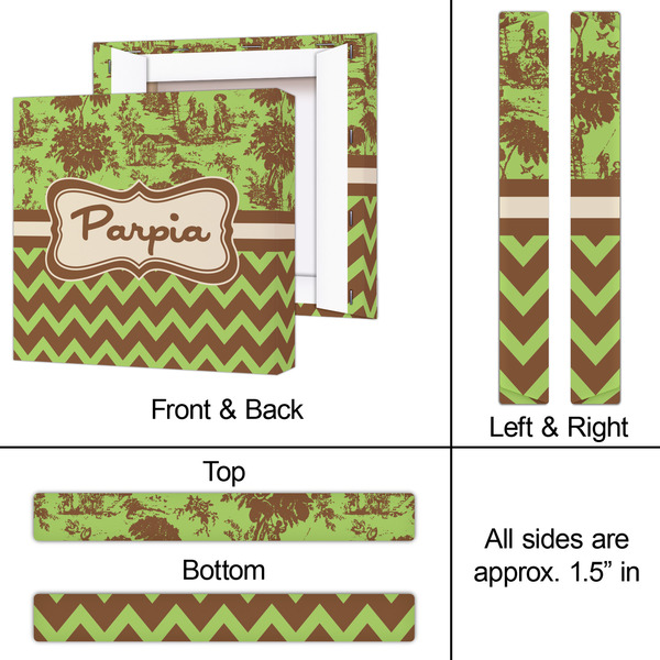 Green & Brown Toile & Chevron 12x12 - Canvas Print - Approval