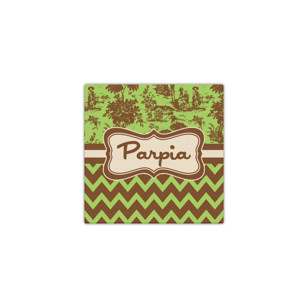 Green & Brown Toile & Chevron 12x12 - Canvas Print - Front View