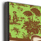 Green & Brown Toile & Chevron 12x12 Wood Print - Closeup