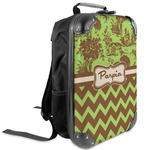 Green & Brown Toile & Chevron Kids Hard Shell Backpack (Personalized)