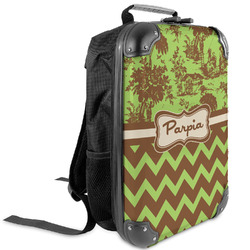 Green & Brown Toile & Chevron Kids Hard Shell Backpack (Personalized)