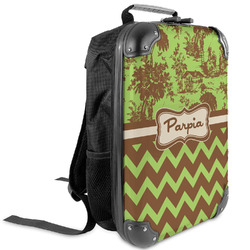 Green & Brown Toile & Chevron Kids Hard Shell Backpack (Personalized)
