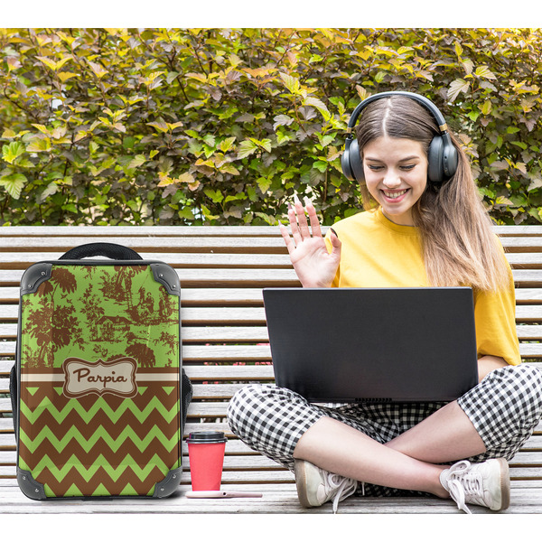 Green & Brown Toile & Chevron 15" Backpack - LIFESTYLE