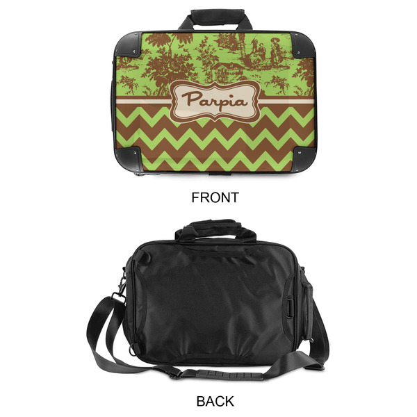 Green & Brown Toile & Chevron 15" Hard Shell Briefcase - APPROVAL