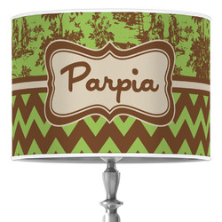 Green & Brown Toile & Chevron 16" Drum Lamp Shade - Poly-film (Personalized)