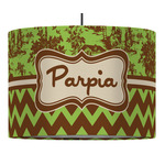 Green & Brown Toile & Chevron 16" Drum Pendant Lamp - Fabric (Personalized)