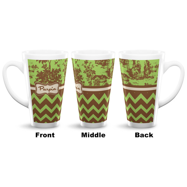 Green & Brown Toile & Chevron 16 Oz Latte Mug - Approval