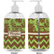 Green & Brown Toile & Chevron 16 oz Plastic Liquid Dispenser- Approval- White