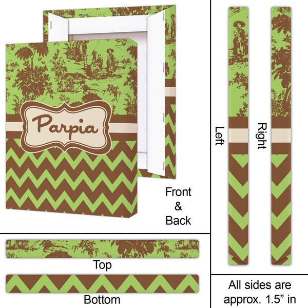 Green & Brown Toile & Chevron 16x20 - Canvas Print - Approval