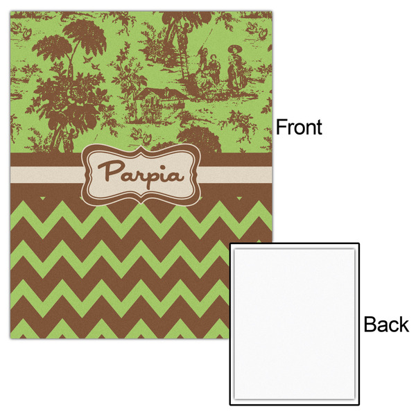 Green & Brown Toile & Chevron 16x20 - Matte Poster - Front & Back