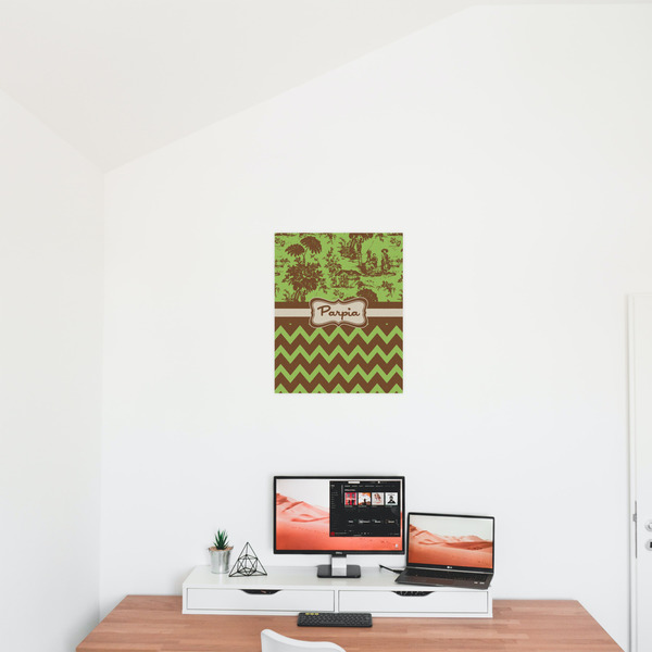 Green & Brown Toile & Chevron 16x20 - Matte Poster - On the Wall