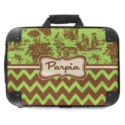 Green & Brown Toile & Chevron Hard Shell Briefcase - 18" (Personalized)