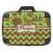Green & Brown Toile & Chevron 18" Laptop Briefcase - FRONT
