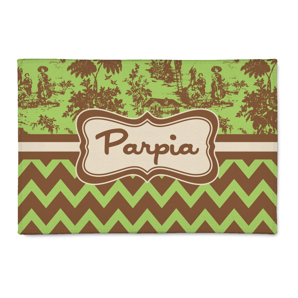 Custom Green & Brown Toile & Chevron 2' x 3' Indoor Area Rug (Personalized)