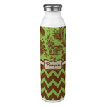 Green & Brown Toile & Chevron 20oz Stainless Steel Water Bottle - Full Print (Personalized)