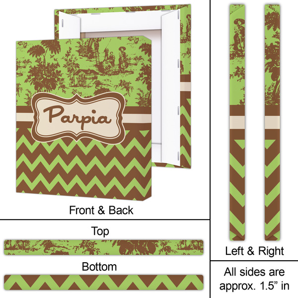 Green & Brown Toile & Chevron 20x24 - Canvas Print - Approval