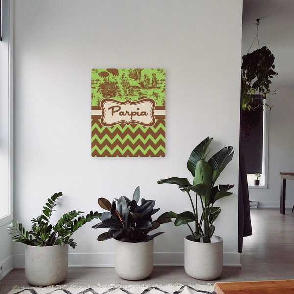 Green & Brown Toile & Chevron 20x24 - Canvas Print - In Context