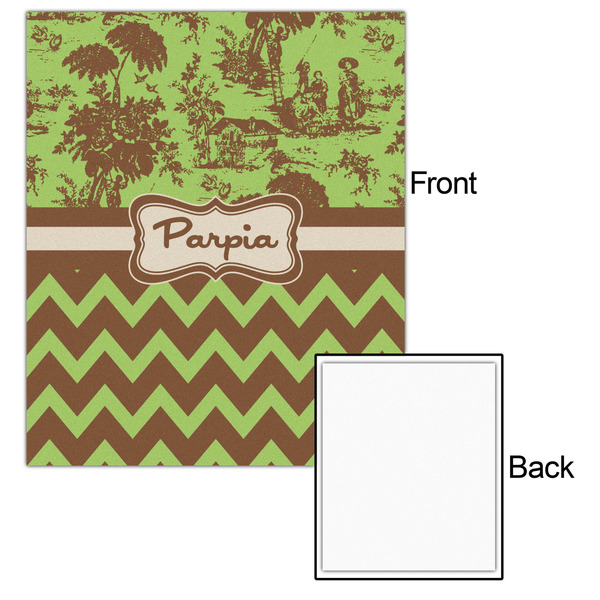 Green & Brown Toile & Chevron 20x24 - Matte Poster - Front & Back