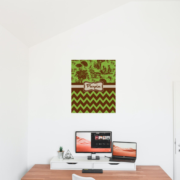 Green & Brown Toile & Chevron 20x24 - Matte Poster - On the Wall