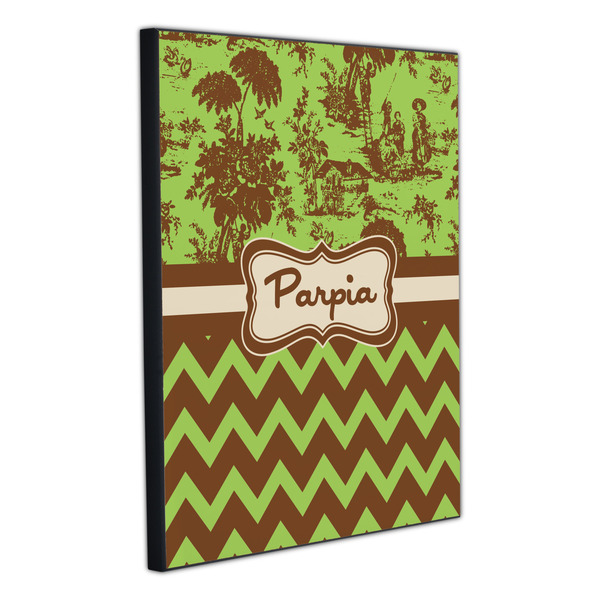 Green & Brown Toile & Chevron 20x24 Wood Print - Angle View