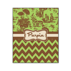 Green & Brown Toile & Chevron Wood Print - 20x24 (Personalized)