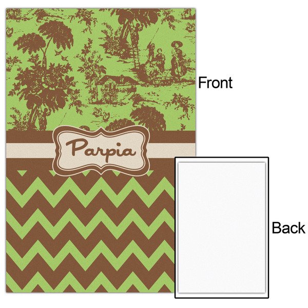 Green & Brown Toile & Chevron 20x30 - Matte Poster - Front & Back