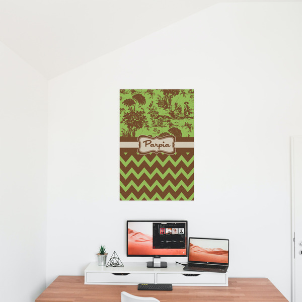Green & Brown Toile & Chevron 20x30 - Matte Poster - On the Wall