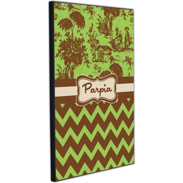 Green & Brown Toile & Chevron 20x30 Wood Print - Angle View