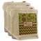 Green & Brown Toile & Chevron 3 Reusable Cotton Grocery Bags - Front View