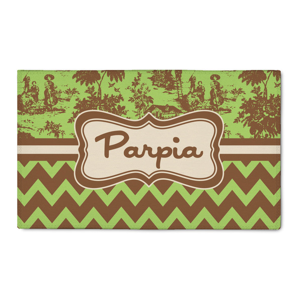 Custom Green & Brown Toile & Chevron 3' x 5' Indoor Area Rug (Personalized)