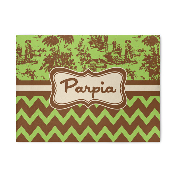 Custom Green & Brown Toile & Chevron 5' x 7' Indoor Area Rug (Personalized)