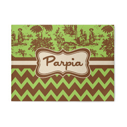 Green & Brown Toile & Chevron 5' x 7' Patio Rug (Personalized)