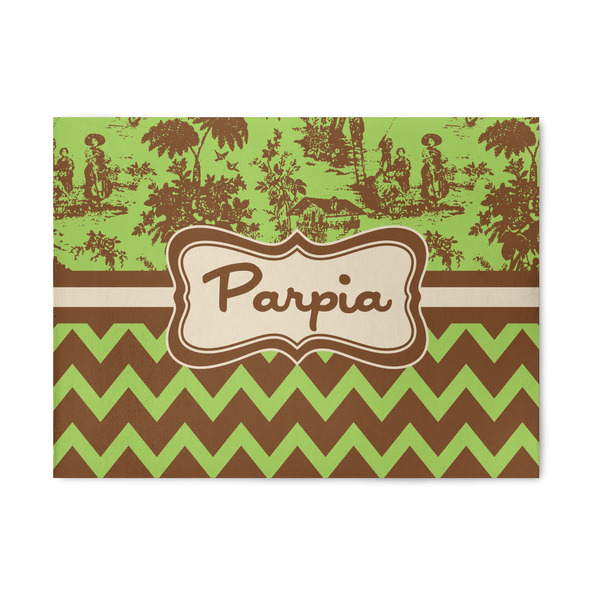Custom Green & Brown Toile & Chevron 5' x 7' Patio Rug (Personalized)