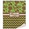 Green & Brown Toile & Chevron Sherpa Throw Blanket (Personalized)