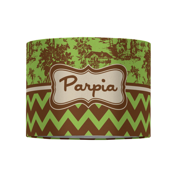 Green & Brown Toile & Chevron 8" Drum Lampshade - FRONT (Fabric)