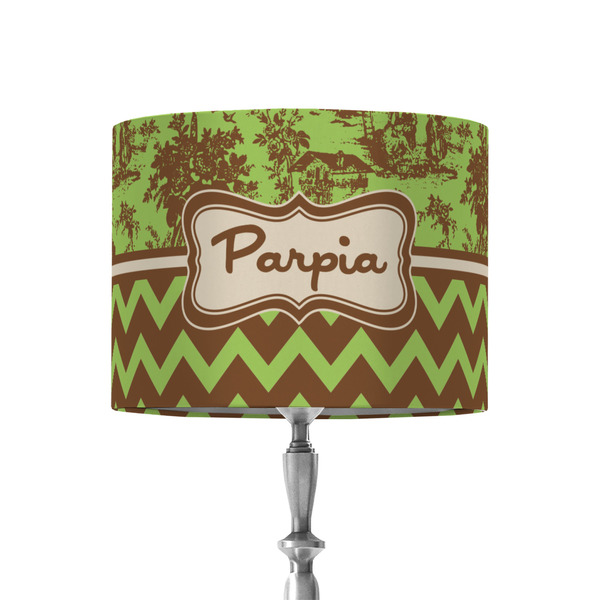 Custom Green & Brown Toile & Chevron 8" Drum Lamp Shade - Fabric (Personalized)