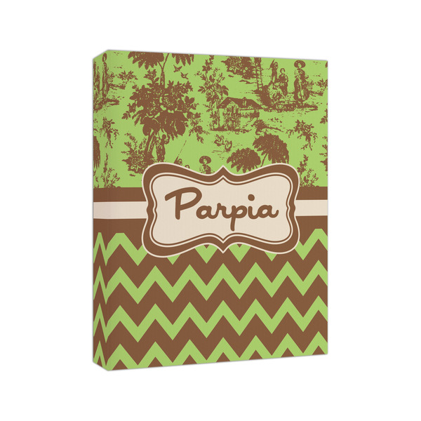 Green & Brown Toile & Chevron 8x10 - Canvas Print - Angled View