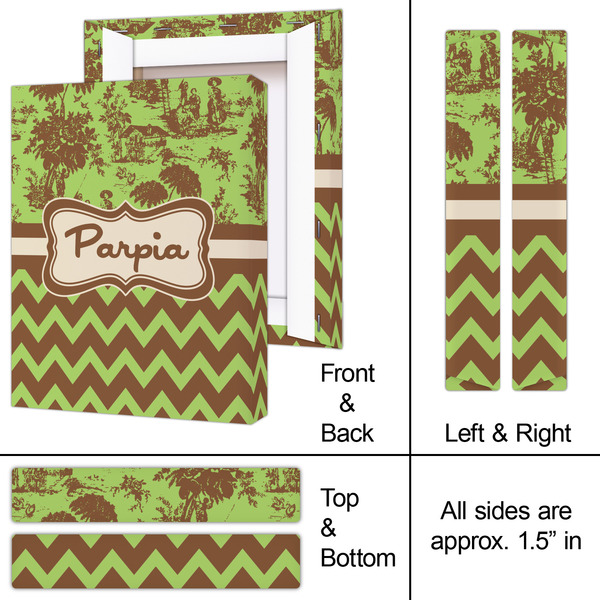 Green & Brown Toile & Chevron 8x10 - Canvas Print - Approval