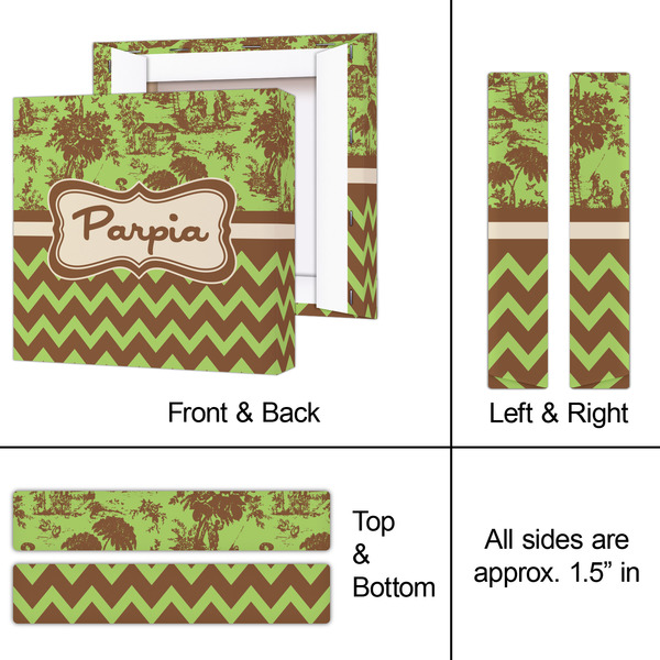 Green & Brown Toile & Chevron 8x8 - Canvas Print - Approval