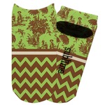 Green & Brown Toile & Chevron Adult Ankle Socks (Personalized)