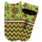 Green & Brown Toile & Chevron Adult Ankle Socks - Single Pair - Front and Back