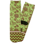 Green & Brown Toile & Chevron Adult Crew Socks (Personalized)