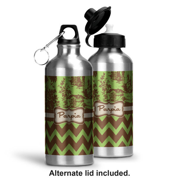 Green & Brown Toile & Chevron Aluminum Water Bottle - Alternate lid options