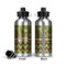 Green & Brown Toile & Chevron Aluminum Water Bottle - Front and Back