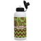 Green & Brown Toile & Chevron Aluminum Water Bottle - White Front