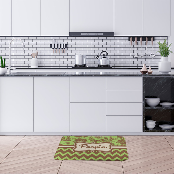 Green & Brown Toile & Chevron Anti-Fatigue Kitchen Mats - LIFESTYLE